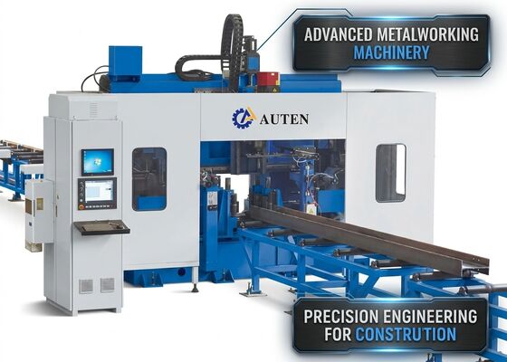 55KW 총 전력 Cnc I 빔 굴착 톱 처리 기계 라인 3 도구 매거진